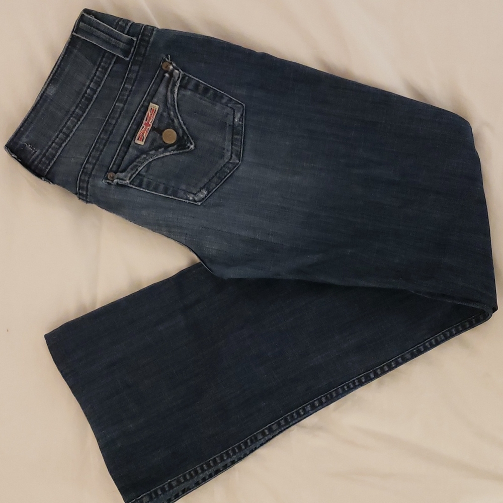 Hudson Low Rise Boot cut slightly distressed jeans medium dark wash size 28